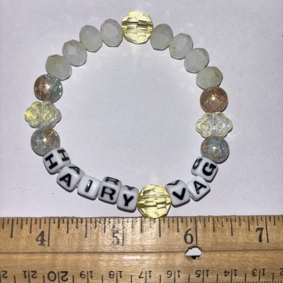 Multicolor “Hairy Vag” Bracelet Adult Humor Beaded Handmade Naughty Accessories - Picture 3 of 3